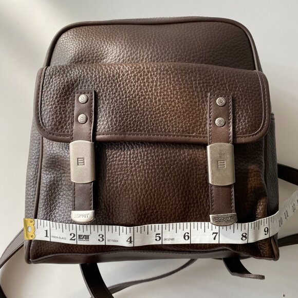 Vintage Esprit Sling Bag Mini Backpack Brown Vegan Leather main image 7